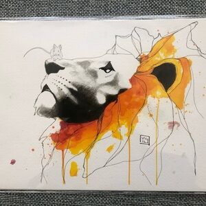 Steven Vigil Artwork signed in protective wrapping “Orange Nude” “King of Kings”